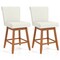 Costway 27" Swivel Bar Stools Set of 2/4 with Rubber Wood Legs Upholstered Linen Bar Chairs Beige/Gray